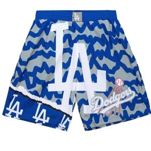 Mitchell & Ness Jumbotron 2.0 Sublimated Dodgers Shorts Mens Blue  sz Large